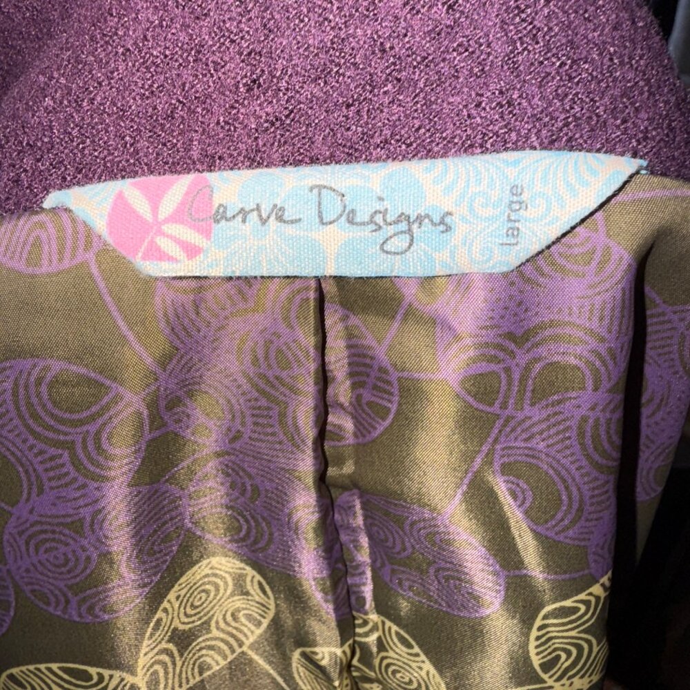 Purple Zippered Wool Blend Coat With Belt & Pockets Womens - Picture 7 of 8